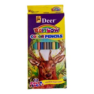 Deer brand color pencils for kids, featuring a variety of bright, vibrant color