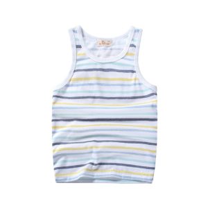 White Striped Sleeveless Vest T-Shirt for Children